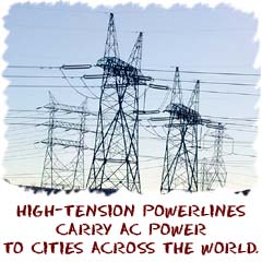 High-tension powerlines carry power to cities all over the world.
